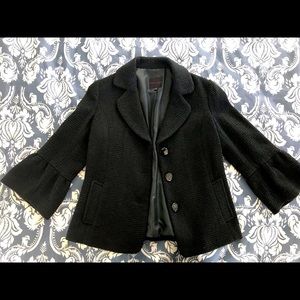 Black Wool-Blend Pea Coat